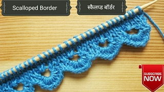 Knitting Border Scallop Border with knitting amp Crochet [upl. by Earle480]