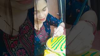 Handpainted dupatta shortvideo fabricpaint embroiderydesign shortvideoytshort s [upl. by Iruj]