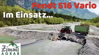 Fendt Vario 516 Drohne DJI mit IT Runner Hakenlift Anhänger Hackschnitzel Transport Silo pressen [upl. by Aunson]