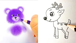 EASY AND COOL DRAWING TRICKS SIMPLE DRAWING TUTORIALS AND TIPS [upl. by Finnie]