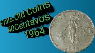 philippines old coins 50centavos 1964 english series [upl. by Kara]