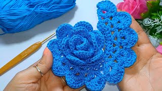 Como Tejer ROSA en Crochet Paso a Paso [upl. by Panthia]