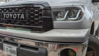 Tundra Grill Conversion 20072010 to 2020 Sequoia TRD ampstealth LED light bar install [upl. by Ameluz]