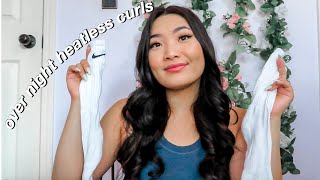 EASY OVERNIGHT HEATLESS CURLS USING SOCKS [upl. by Aleris]