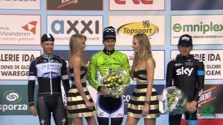 E3 Harelbeke 2014  Peter Sagan  podium girl warns Peter [upl. by Hsenid689]