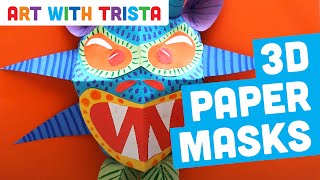 3D Paper Mask Inspired by Vejigante of Puerto Rico  Art With Trista [upl. by Letrice]