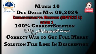 MGT211  Introduction To Business  GDB No 1 Solution 100 Correct [upl. by Savannah22]