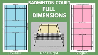 Badminton Court Dimensions  Court Size  Net Height [upl. by Kelwen]