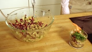 RECETTE  Salade croquante de Pommes Crevettes Betterave et Quinoa  Gourmandises TV [upl. by Hartwell625]