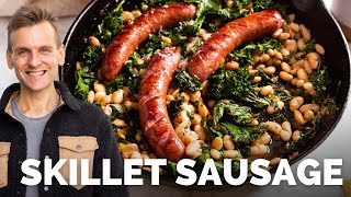 Skillet Sausage with White Beans amp Kale  Healthy and delicious weeknight meal [upl. by Broddie]