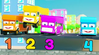 Five Little Buses  One Two Three Four Five  Vroom Vroom  Pilli Go  Nursery Rhymes amp Kids Songs [upl. by Anitel270]