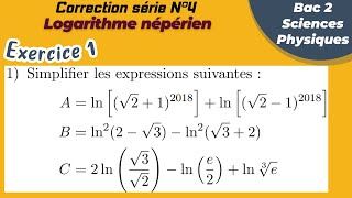 Bac 2 Sciences Physiques Corrigé solution du TD 4  Fonction logarithme népérien Exercice 1 [upl. by Acinet]