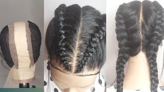 Dutch braids wig tutorial No full lace neededsynthetic wig [upl. by Terrie444]