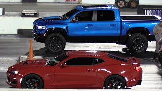 Dodge Ram vs Hellcat Camaro and Jeep [upl. by Artemed]