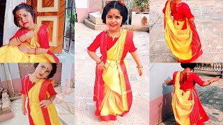 bengalivlog How To Wear Saree In Bengali Style For Kids  Saree Wear For BeginnersSaree Draping [upl. by Lachlan]