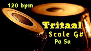 Tabla  Tritaal  120 bpm  Scale G  With Tanpura PA Sa  HD Quality Sound  Tabla Online [upl. by Arocahs]