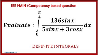 Evaluate the Integral ∫ 𝟏𝟑𝟔𝒔𝒊𝒏𝒙𝟓𝒔𝒊𝒏𝒙𝟑𝒄𝒐𝒔𝒙 dx from 0 to π 4 StepbyStep Solution  JEE Main [upl. by Namilus]