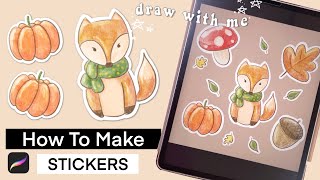 How to make stickers using Procreate  Draw With Me 🍂 Fall Sticker Sheet [upl. by Josepha]