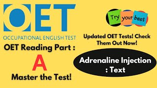 Master OET Reading Part A Adrenaline Injection Practice Test amp Key Strategies [upl. by Duquette978]