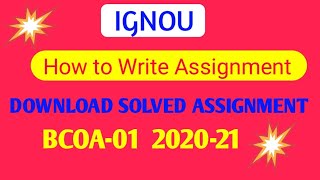 bcoa 01 Solved assignment 202021 Ignou solved assignment  bcoa 001 class ignou [upl. by Notlimah]