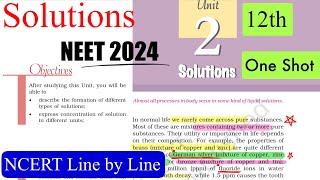 Solutions Ncert Line by Line in One Shot  NCERT HIGHLIGHTSneet2024 ncertneet solutions class12 [upl. by Mlehliw]