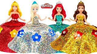 DIY How to Make Sparkle Dresses out of Play Doh for Disney Princess Dolls [upl. by Ettenyl]