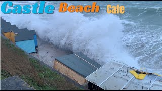 Storms Cornwall Falmouth storms 2024 Storm Kathleen hits Castle beach cafe in Falmouth Cornwall [upl. by Ahsienar]