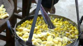 P1330792 Boiling the cocoons of the silk worms [upl. by Aiciram]