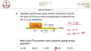 12B MEB Fizik Kazanım Kavrama Testi15 Enerji ve Hareket1 20182019 [upl. by Ahgiel]