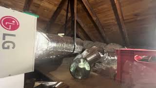 LG Heat Pump Install in the Attic featuring horizontal air handler  MidInstall [upl. by Apollo]