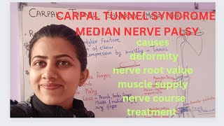 carpal Tunnel syndrome  median nerve palsy  causes deformities nerve root value  treatment [upl. by Atalante975]