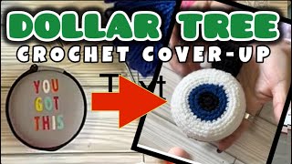 DOLLAR TREE CROCHET COVER UP  evil eye design  zip up accessory container THE YARN ROOM [upl. by Renaud7]