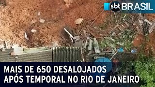 Temporal no Rio de Janeiro deixa mais de 650 desalojados  SBT Brasil 230224 [upl. by Oicnanev]