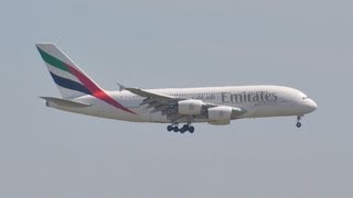 Airbus A380 at Schiphol Amsterdam first commercial Emirates Airbus A380 at Schiphol HD 01082012 [upl. by Levine805]