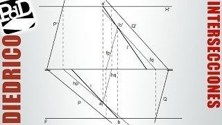 Intersección de planos con los dos cruces de trazas fuera del dibujo Sistema Diédrico [upl. by Taima]