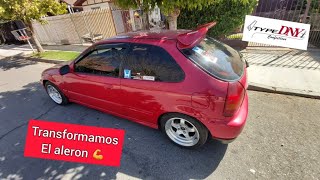 Levantamos y Transformamos el alerón del honda civic EK [upl. by Airdnaxela]