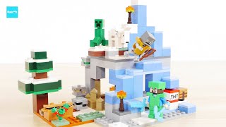 レゴ マインクラフト 凍った山頂 21243 ／ LEGO Minecraft The Frozen Peaks Speed Build amp Review [upl. by Akcirret]