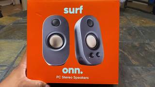 AUX ONLY PC SPEAKERS ONN SURF PC STEREO SPEAKERS UNBOXING AND REVIEW BUDGET SETUP SPEAKERS [upl. by Donaugh497]