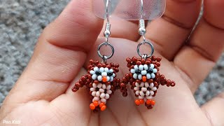 Tutorial aretes fácil con mostacillas búho 🦉 [upl. by Raychel]