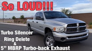 The Cummins gets LOUD 5” Straight pipe Exhaust amp CAI Install plus Deleting the Turbo Silencer Ring [upl. by Studley]