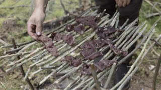 3 days solo bushcraft trip  drying meat beach and forrest bedroll sleeping under the stars etc [upl. by Attem]