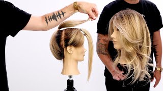 Butterfly Layered Haircut Tutorial Using Only 3 Ponytails  Easy To Follow [upl. by Tila]