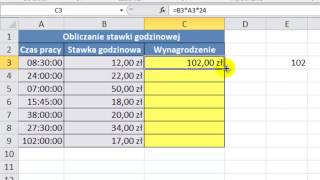 Excel 2010  Czas  godziny w Excelu jak obliczyć stawkę godzinową i wynagrodzenie  porada 25 [upl. by Couq591]