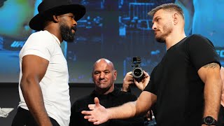 Jon Jones Denies Stipe MIocics Handshake At UFC 309 Press Conference  MMA Fighting [upl. by Eniamzaj603]