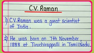 10 lines on CV Raman in english  CV Raman short biography 10 lines [upl. by Aicissej419]