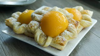 Peach and Cream Cheese Puff Pastry Dessert [upl. by Bathelda]