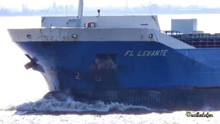 Bergfahrt Fracht  Containerschiff FL LEVANTE Emden V2HS2 IMO 9268851 container cargo seaship [upl. by Hugon]