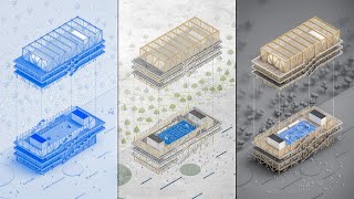 1 Project and 3 Different Axonometric Styles in Architecture [upl. by Chappie]