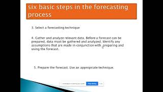 Six basic steps in the forecasting process Forecasting How to forecast [upl. by Norvell]