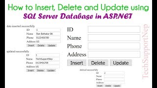 ASPNET and SQL Server How to Insert Delete and UpdateCRUD operation [upl. by Sloatman989]